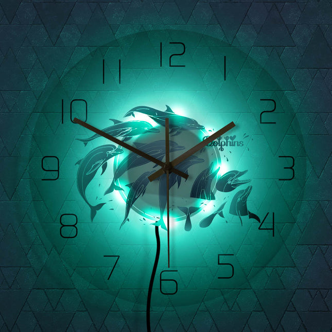 Delfiini-aiheinen moderni akryyliseinäkello