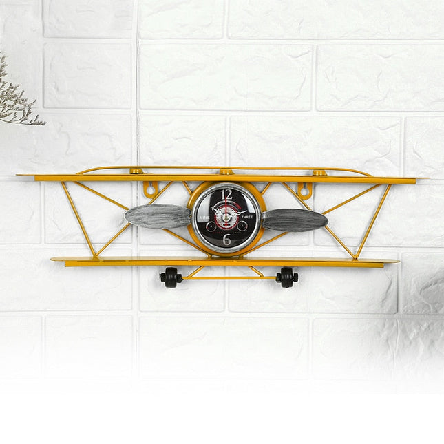 Vintage lentokone-seinäkello metallista koristeeksi