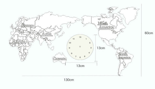 Suuri maailmankartta seinäkello aikaeroilla