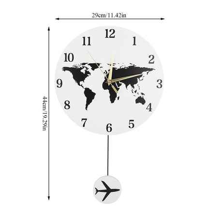Maailmankartta-seinäkello lentokoneheilurilla