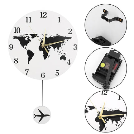 Maailmankartta-seinäkello lentokoneheilurilla