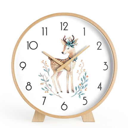 Minimalistinen pyöreä pöytäkello puukehyksellä