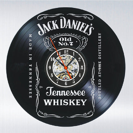 Jack Daniel's -logo vinyylilevy-seinäkello
