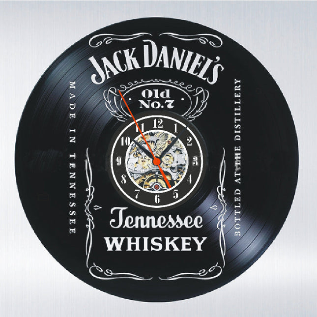Jack Daniel's -logo vinyylilevy-seinäkello