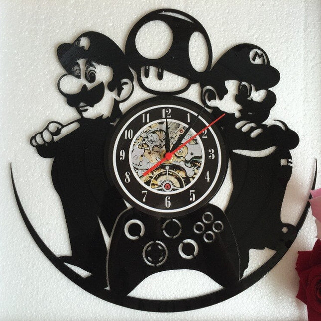 Super Mario gamer vinyylilevy seinäkello
