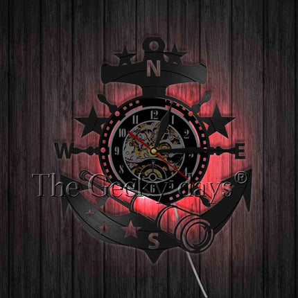 Merihenkinen ankkuri vinyylilevy seinäkello