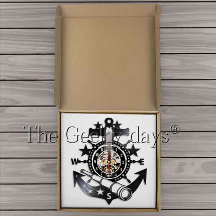 Merihenkinen ankkuri vinyylilevy seinäkello