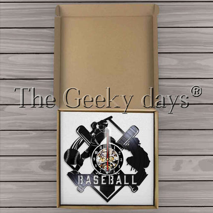 Baseball-aiheinen vinyylilevy seinäkello