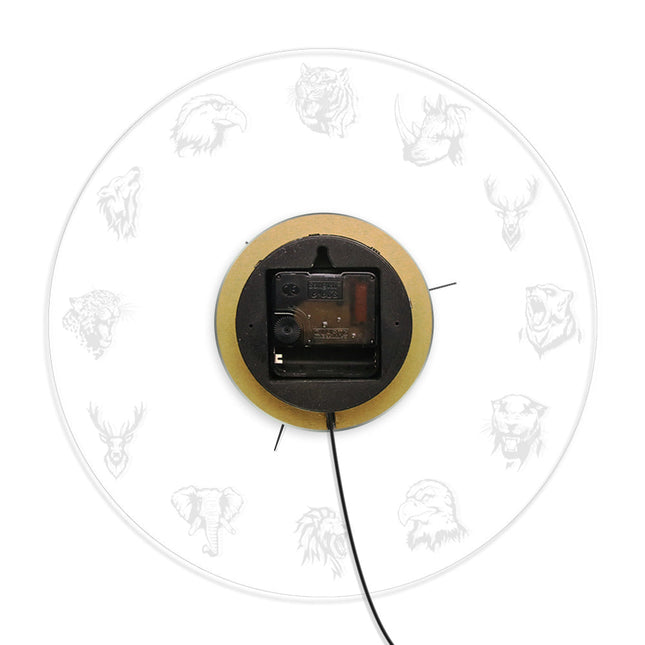 Pyöreä LED-seinäkello villieläinten kuvilla