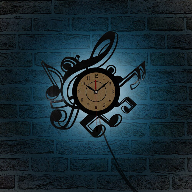 Musiikki vinyylikello nuoteilla