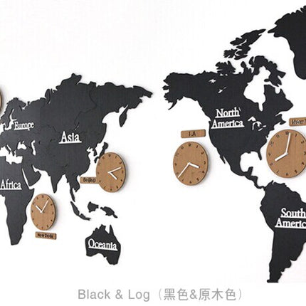 Maailmankartta seinäkello usealla aikavyöhykkeellä