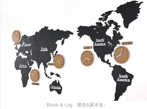 Maailmankartta seinäkello usealla aikavyöhykkeellä