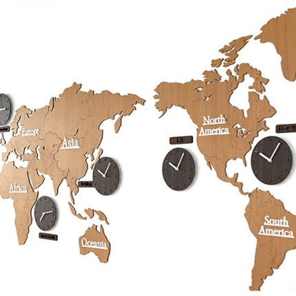 Maailmankartta seinäkello usealla aikavyöhykkeellä