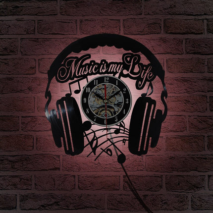 Kuuloke-aiheinen vinyylilevy seinäkello musiikin ystävälle