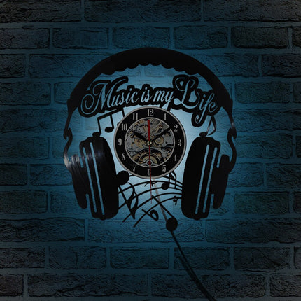 Kuuloke-aiheinen vinyylilevy seinäkello musiikin ystävälle