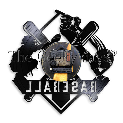 Baseball-aiheinen vinyylilevy seinäkello