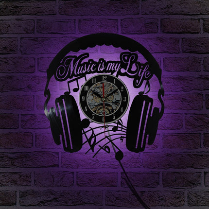 Kuuloke-aiheinen vinyylilevy seinäkello musiikin ystävälle