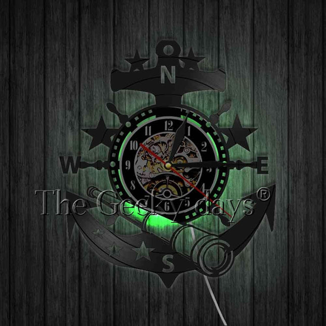 Merihenkinen ankkuri vinyylilevy seinäkello