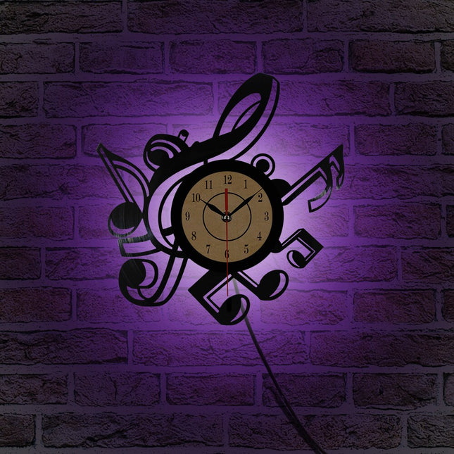 Musiikki vinyylikello nuoteilla