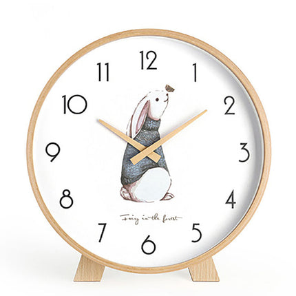 Minimalistinen pyöreä pöytäkello puukehyksellä