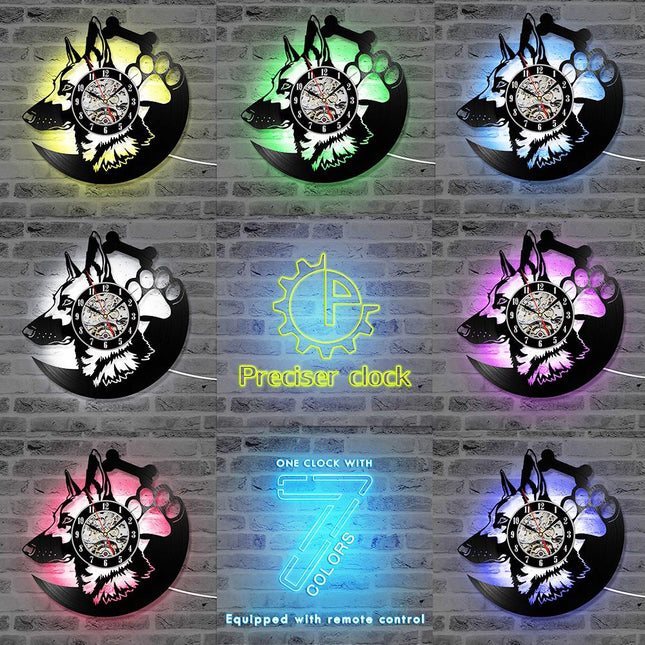 Saksanpaimenkoira vinyylilevy seinäkello