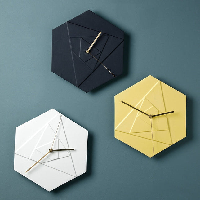 Geometrinen kuusikulmainen design-seinäkello