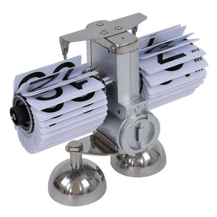 Mekaaninen retro fläppikello metallijalustalla