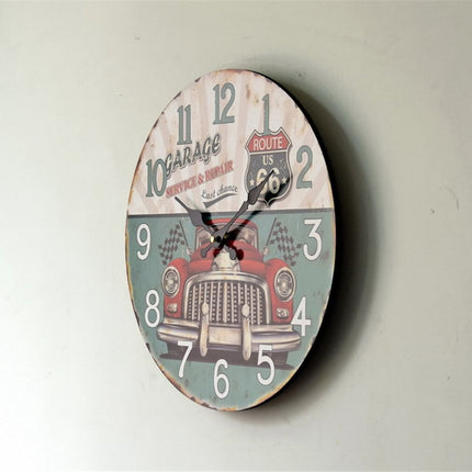 Route 66 autotalli vintage seinäkello