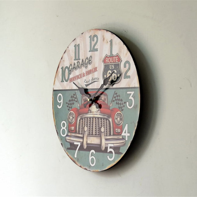 Route 66 autotalli vintage seinäkello