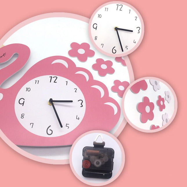 Joutsen-seinäkello kruunulla lastenhuoneeseen