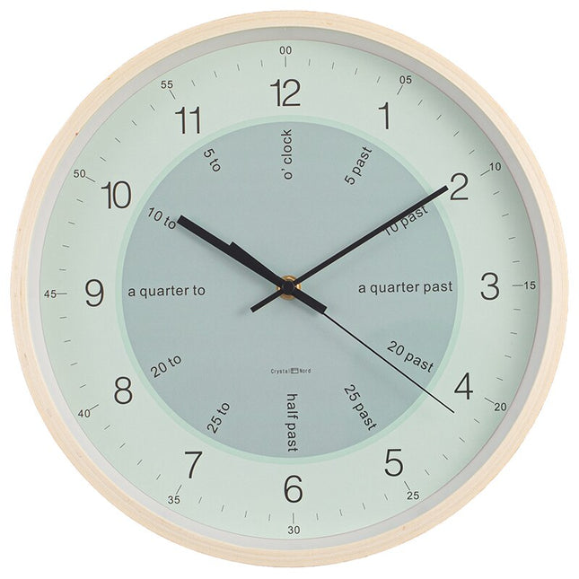 Skandinaavinen seinäkello pastellisävyillä