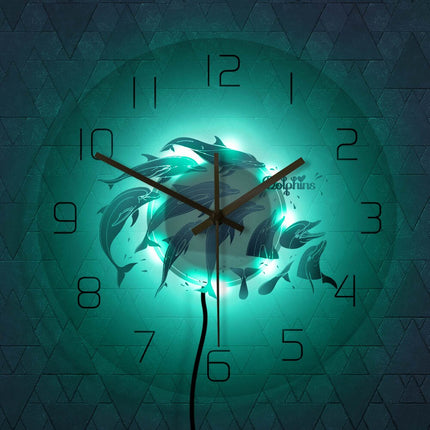 Delfiini-aiheinen moderni akryyliseinäkello