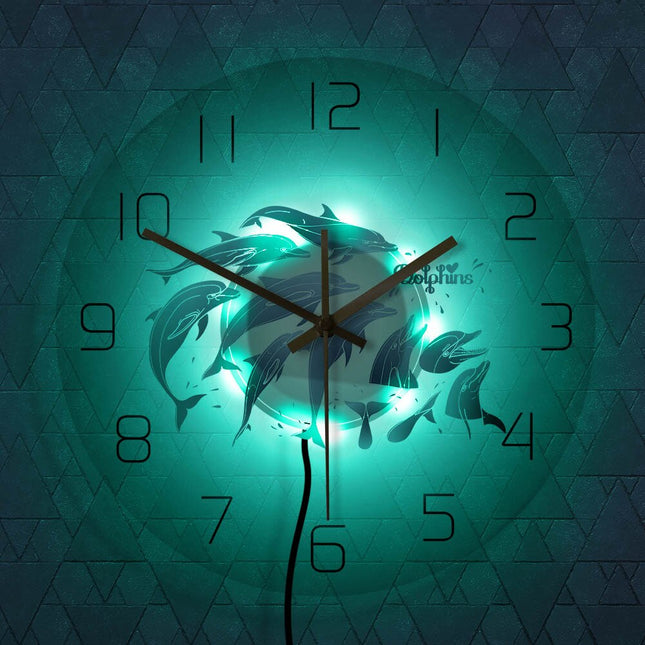 Delfiini-aiheinen moderni akryyliseinäkello