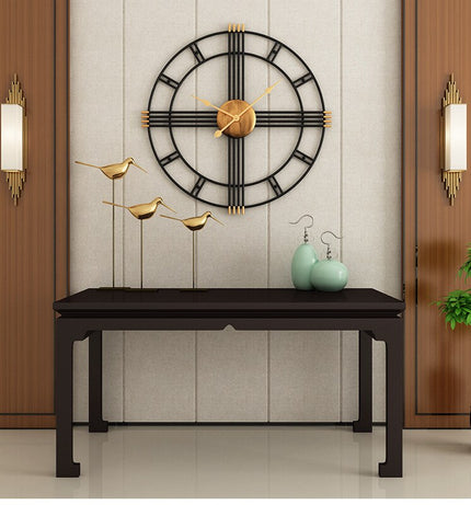 Jättikokoinen musta metalliseinäkello