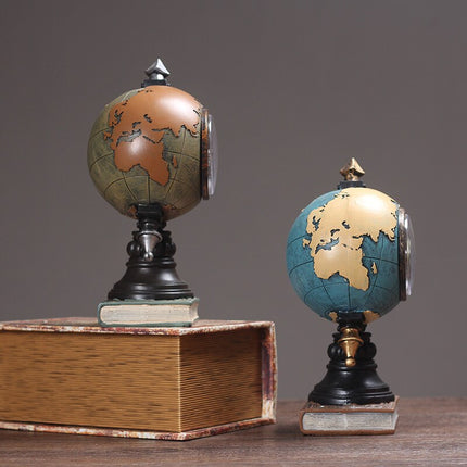 Vintage-tyylinen maapallo pöytäkello koristeeksi