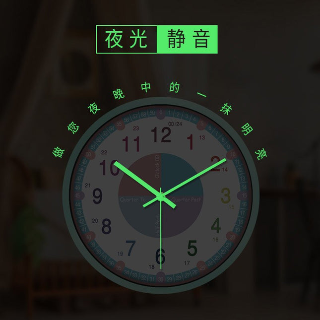 Värikäs opetuskello kellon oppimiseen