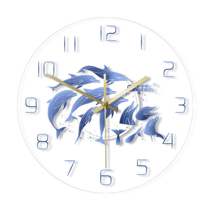 Delfiini-aiheinen moderni akryyliseinäkello