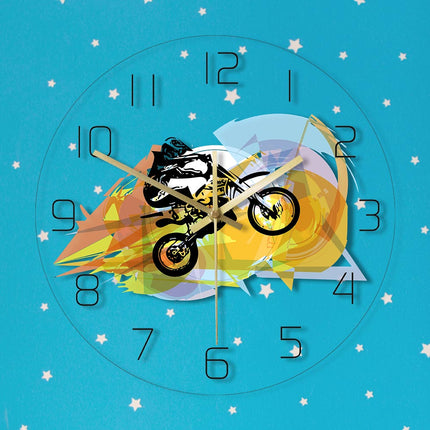 Abstrakti motocross seinäkello nuorelle