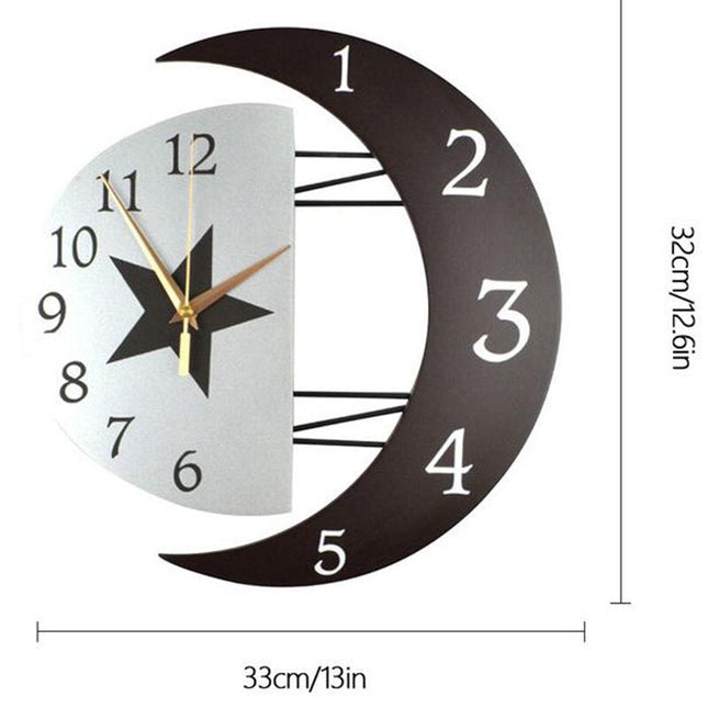Kuunsirpin muotoinen seinäkello tähdellä
