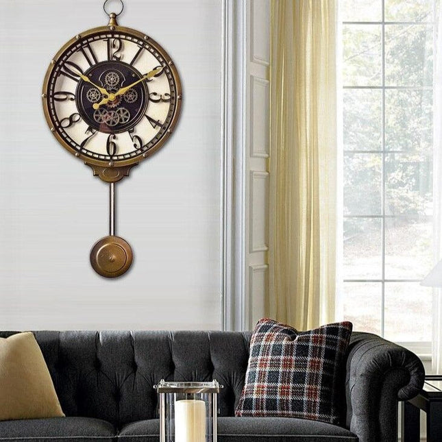 Retro heilurikello näkyvillä hammasrattailla