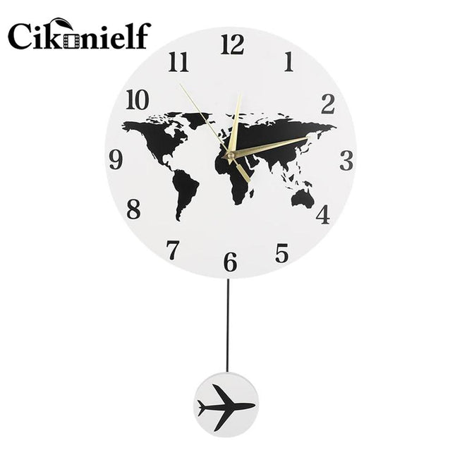 Maailmankartta-seinäkello lentokoneheilurilla