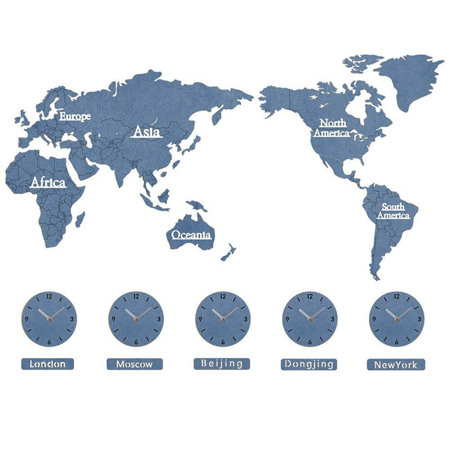 Maailmankartta seinäkello usealla aikavyöhykkeellä