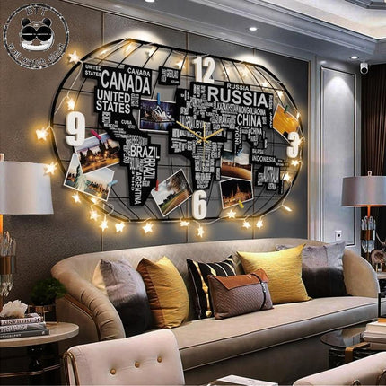 Suuri maailmankartta seinäkello LED-valoilla