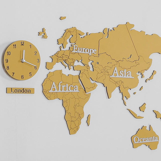 Moderni maailmankartta-kello olohuoneeseen