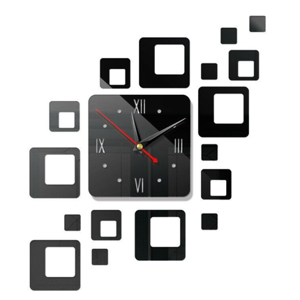 Neliönmuotoinen design seinätarra kello