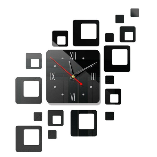 Neliönmuotoinen design seinätarra kello
