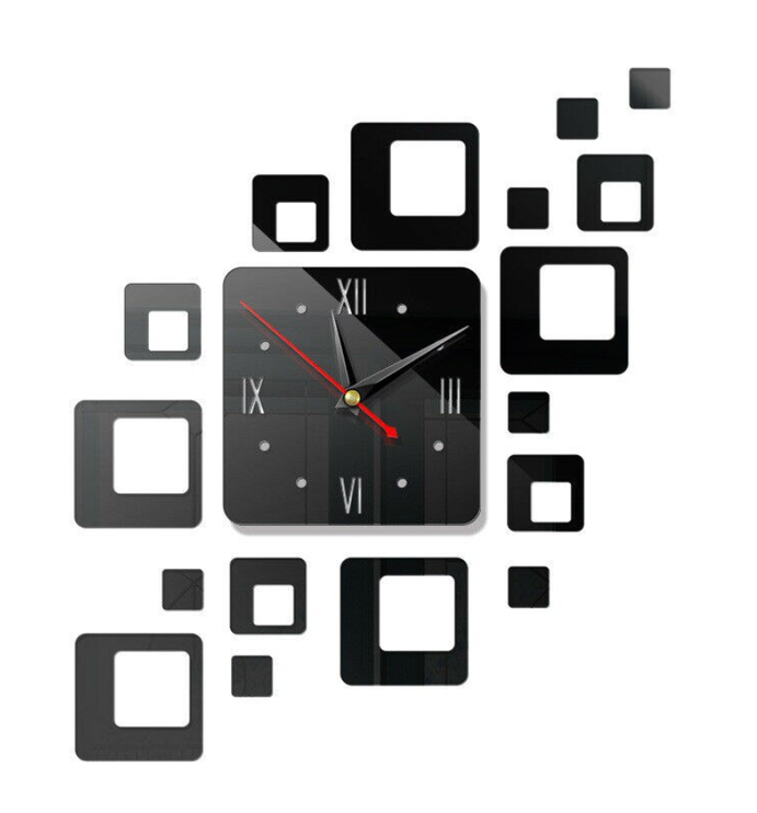 Neliönmuotoinen design seinätarra kello