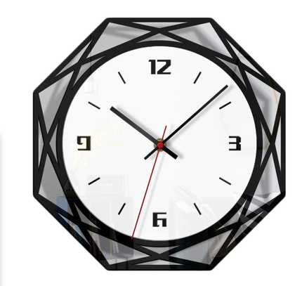 Geometrinen mustavalkoinen seinäkello