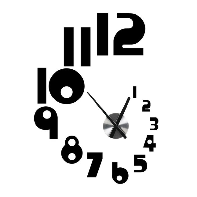 Musta moderni DIY-seinäkello numeroilla