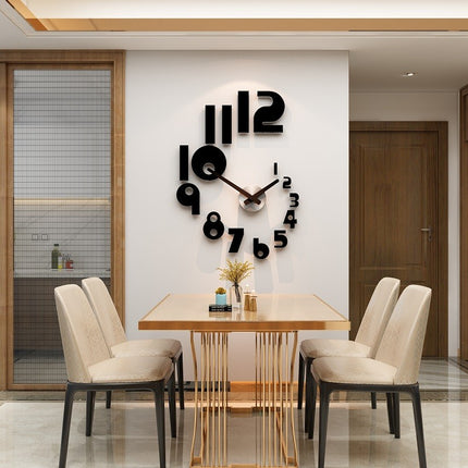 Musta moderni DIY-seinäkello numeroilla